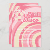 Laten we Disco Groovy Wave Retro 70s Pink Verjaard Kaart (Voorkant / Achterkant)