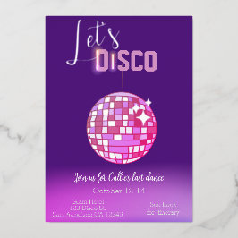 Laten we Disco Neon Bachelorette feesten  Folie Uitnodiging