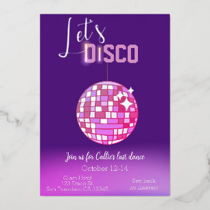 Laten we Disco Neon Bachelorette feesten Folie Uitnodiging