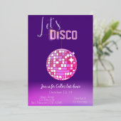 Laten we Disco Neon Bachelorette feesten Folie Uitnodiging (Staand Voorkant)