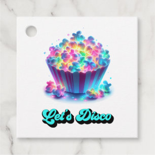 Laten we Disco Neon Popcorn Verjaardagsfeestje Bedankjes Labels