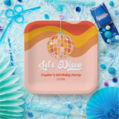 Laten we Disco Retro 70s Rode Sinaasappel Verjaard Papieren Bordje (Feest)