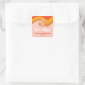 Laten we Disco Retro 70s Rode Sinaasappel Verjaard Vierkante Sticker (Tas)