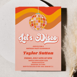 Laten we Disco Retro 70s verjaardagsfeestje Kaart