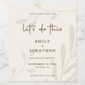 Laten we dit blad bruin crème opslaan de datum wijn etiket (Enkel label)