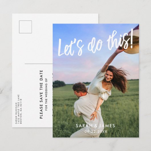 Laten we dit doen! Foto Sla de datum op Aankondigingskaart (Voorkant / Achterkant)