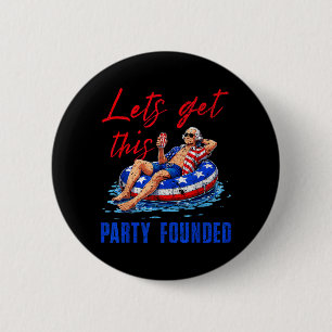 Laten we dit feest oprichten Zwembad Drijver Usa 4 Ronde Button 5,7 Cm