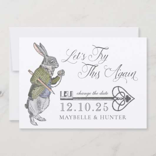 Laten we dit nog eens proberen |  Alice in Wonderl Save The Date (Voorkant)