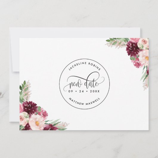 Laten we dit nog eens proberen, Burgundy Blush Pin Save The Date (Achterkant)