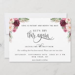 Laten we dit nog eens proberen, Burgundy Blush Pin Save The Date