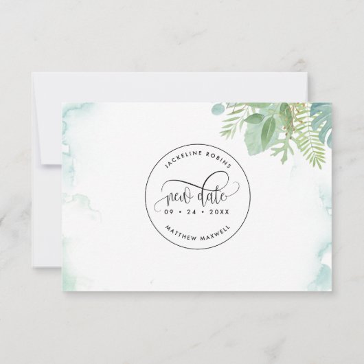 Laten we dit nog eens proberen, elegante Waterverf Save The Date (Achterkant)