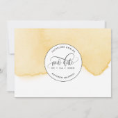 Laten we dit nog eens proberen, gele Waterverf Save The Date (Achterkant)