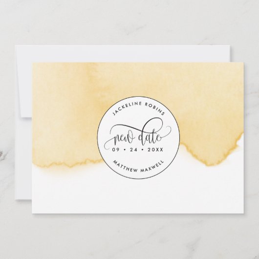 Laten we dit nog eens proberen, gele Waterverf Save The Date (Achterkant)