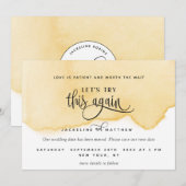 Laten we dit nog eens proberen, gele Waterverf Save The Date (Voorkant / Achterkant)