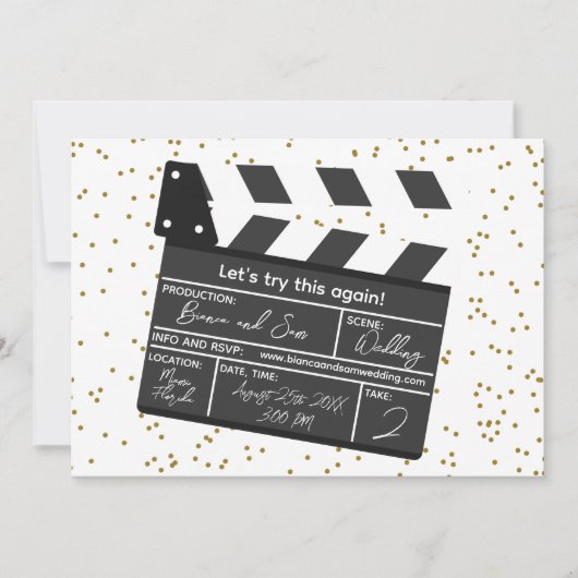 Laten we dit nog eens proberen, grappige trouwupda kaart (Voorkant)