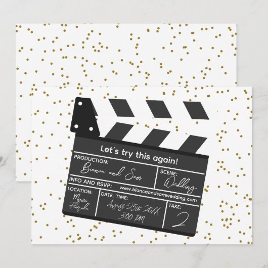 Laten we dit nog eens proberen, grappige trouwupda kaart (Voorkant / Achterkant)