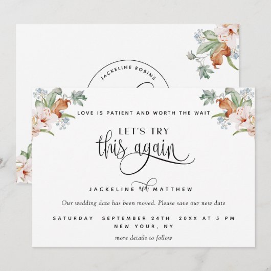 Laten we dit nog eens proberen, liefde is geduldig save the date (Voorkant / Achterkant)