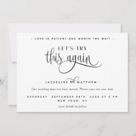 Laten we dit nog eens proberen, liefde is geduldig save the date