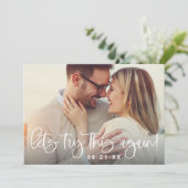 Laten we dit nog eens proberen Moderne trouwfoto Save The Date (Staand voorkant)