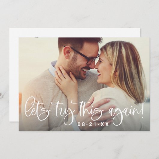 Laten we dit nog eens proberen Moderne trouwfoto Save The Date (Voorkant / Achterkant)