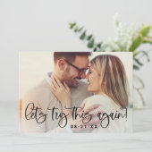 Laten we dit nog eens proberen Moderne trouwfoto Save The Date (Staand voorkant)