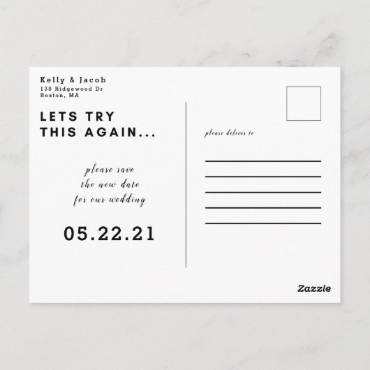 Laten we dit nog eens proberen om de datum te wijz briefkaart (Achterkant)