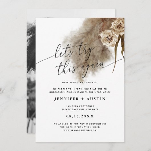 Laten we dit nog eens proberen Pampas Grass Weddin Save The Date (Voorkant / Achterkant)