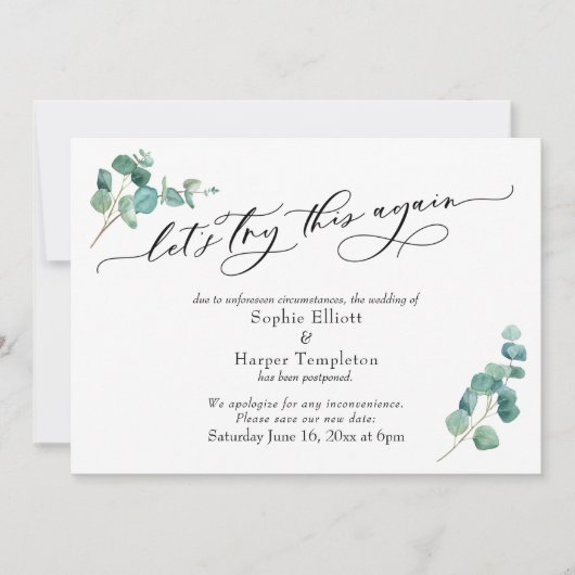 Laten we dit nog eens proberen Uitgestelde Trouwka Kaart (Voorkant)