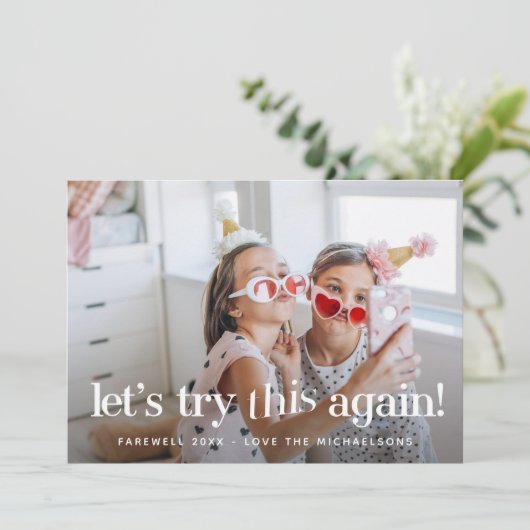 "Laten we dit nog eens proberen" Vakantiedenkaart (Staand voorkant)