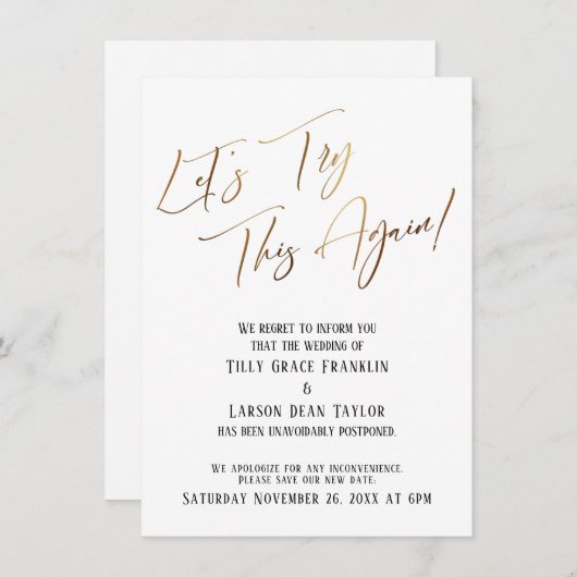 Laten we dit nog eens proberen Vertraagde bruiloft Kaart (Voorkant / Achterkant)