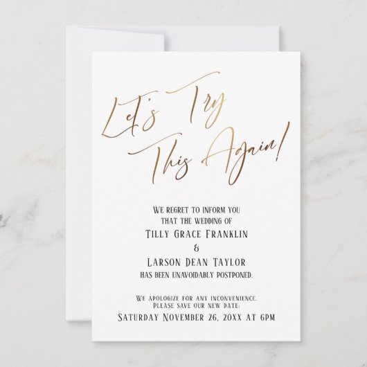 Laten we dit nog eens proberen Vertraagde bruiloft Kaart (Voorkant)