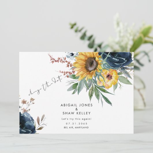 Laten we dit nog eens proberen Zonnebloem Wisselda Save The Date (Staand voorkant)