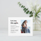 "Laten we dit opnieuw proberen" | Datum foto wijzi Uitnodiging Briefkaart (Staand voorkant)