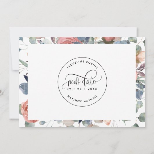 Laten we dit opnieuw proberen, Dusty Blue en Blush Save The Date (Achterkant)