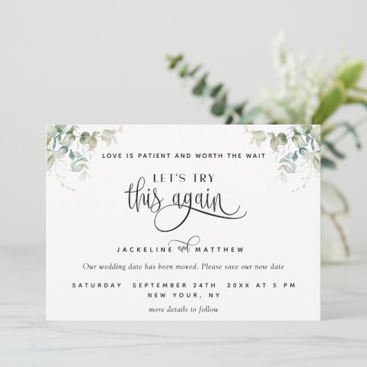 Laten we dit opnieuw proberen, Liefde is Patient G Save The Date (Staand voorkant)