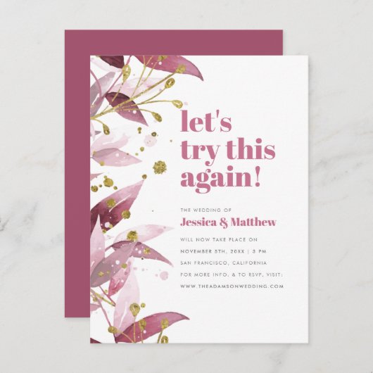 Laten we dit opnieuw proberen met elegante boodsch uitnodiging briefkaart (Voorkant / Achterkant)