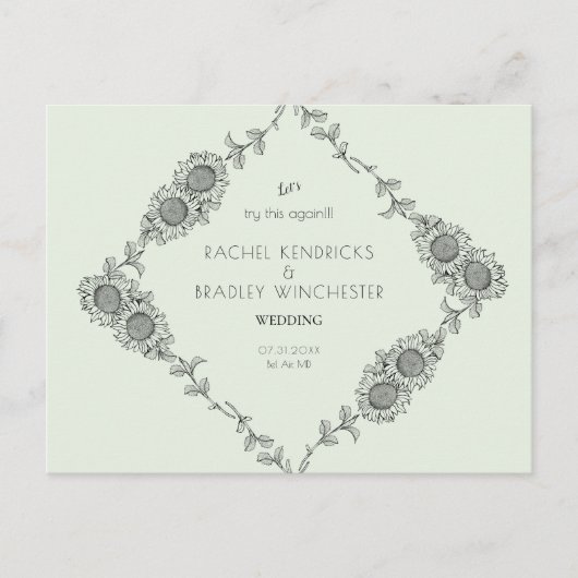 Laten we dit opnieuw proberen Mint Change Date Sun Aankondigingskaart (Voorkant)