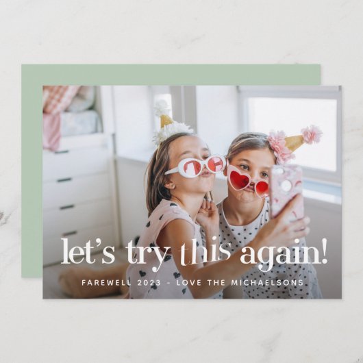 "Laten we dit opnieuw proberen" Mint Holiday-fotok (Voorkant / Achterkant)