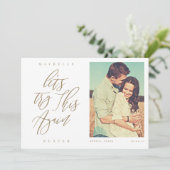 Laten we dit opnieuw proberen, moderne kalligrafie save the date (Staand voorkant)