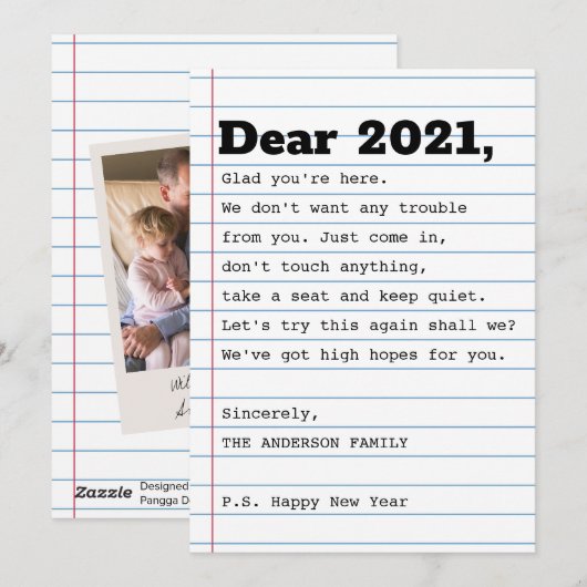 Laten we dit opnieuw proberen Nieuwjaar Schattige  Feestdagenkaart (Voorkant / Achterkant)