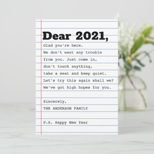 Laten we dit opnieuw proberen Nieuwjaar Schattige  Feestdagenkaart (Staand voorkant)