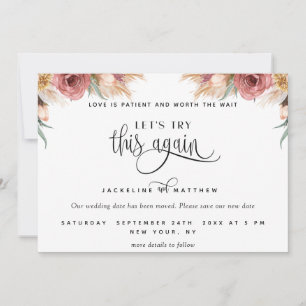 Laten we dit opnieuw proberen, Pampas Grass Floral Save The Date