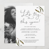 Laten we dit opnieuw proberen rustieke groen bruil save the date (Voorkant / Achterkant)