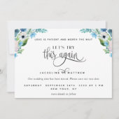 Laten we dit opnieuw proberen, witte en blauwe Flo Save The Date (Voorkant)