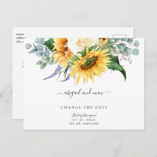 Laten we dit opnieuw proberen Zonnebloem de Datum Aankondigingskaart (Voorkant / Achterkant)