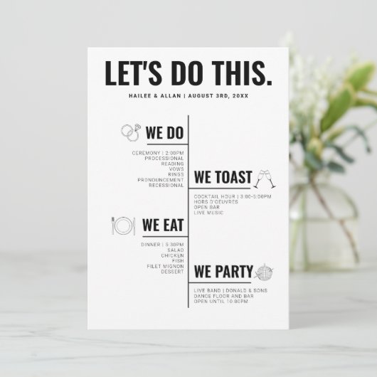 Laten we dit programma voor de bruiloft van de tij programmakaart (Staand voorkant)