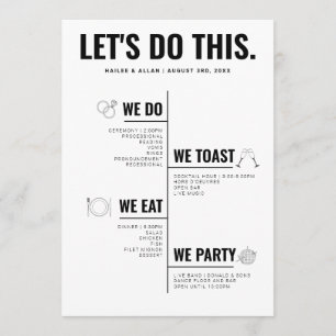 Laten we dit programma voor de bruiloft van de tij programmakaart