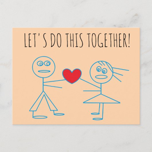 LATEN WE DIT SAMEN DOEN MET EEN Schattig Stick Cou Briefkaart (Voorkant)