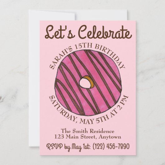 Laten we Donut Doughnut Verjaardag Brunch Vieren Kaart (Voorkant)