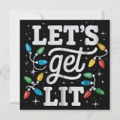 Laten we drankheilige kerstman hoed kerstverlichti feestdagenkaart (Voorkant)